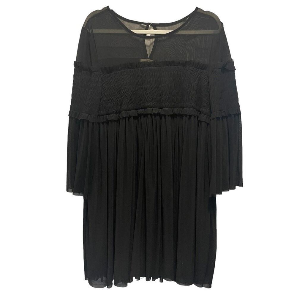 Entro Black Short Flowy Dress Women’s Size Large Witchy Whimsical Boho Sheer